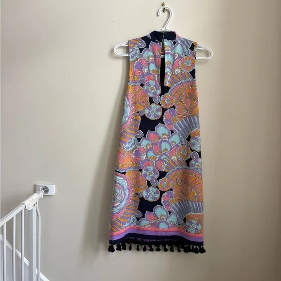 Trina Turk Coconut Floral-Print Mock-Neck Sleeveless Dress - Size XS - Picture 6 of 7